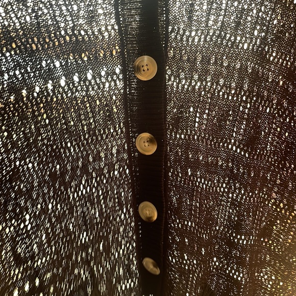 Vintage black crochet short sleeve button down romper - Picture 4 of 8